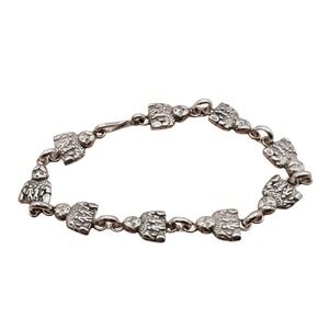 Vintage Navajo Detailed  Meso American SS 925 Folk People Link Bracelet 7.5 "